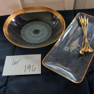 196	Glass/Gold Plates & Spoons	$18.00