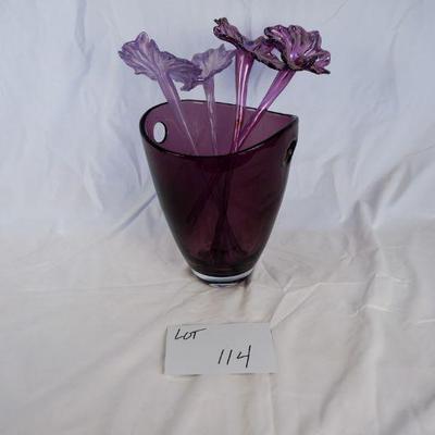 114	Purple Vase with 4 Glass Stems	$25.00