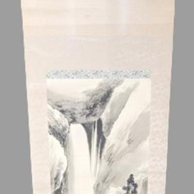 #30 â€¢ Japanese Hanging Scroll Silk Painting and Calligraphy
