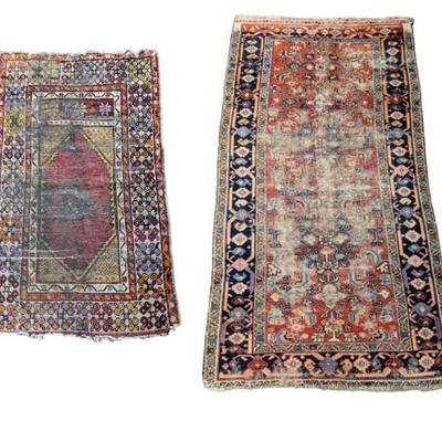 #207 â€¢ Two Maroon Small Area Rugs
