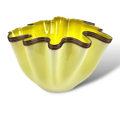 #41 â€¢ Yellow Handkerchief Art Glass Bowl
