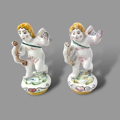 #54 â€¢ Two Russian Cupid Ceramic Figurines
