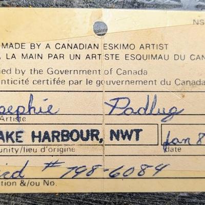 #73 â€¢ Josephie Padlug Certified Canadian Eskimo Art - 1980

