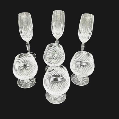 #66 â€¢ Tudor Lead Crystal Brandy Snifters and Lead Crystal Champagne Flutes
