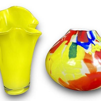 #6 â€¢ Pair of Vibrant Art Glass Vases
