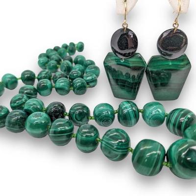 #90 â€¢ Malachite Necklace and Earrings Set
