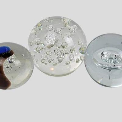 #50 â€¢ Three Round Art Glass Paperweights
