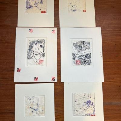 AHT187- Original Ink Drawing On Napkins 