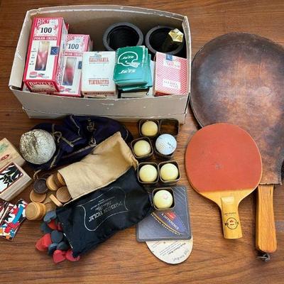 AHT179- Assorted Vintage Playing Cards, Dice & Sports Accessories 
