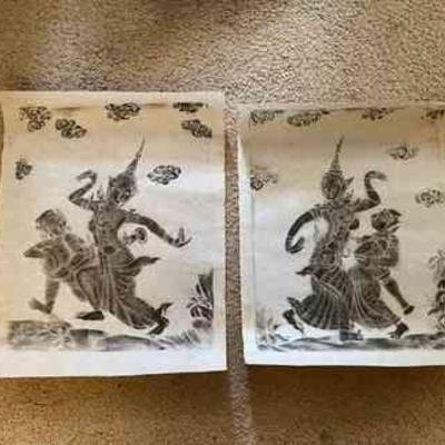 AHT306 Two Asian Art Rubbing Pictures 