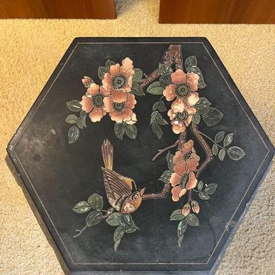 AHT195- Beautiful Ornate Lacquered Accent/Side Table