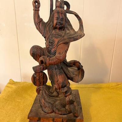 AHT042- Carved Wooden Asian Figurine 