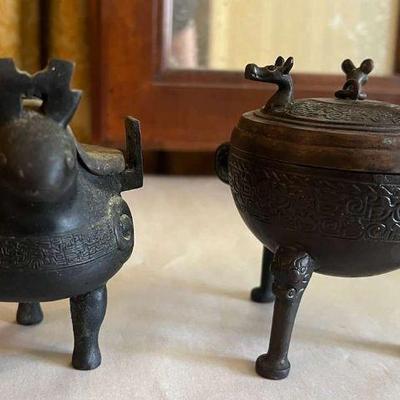 AHT295- (2) Metal Decorative Censers 