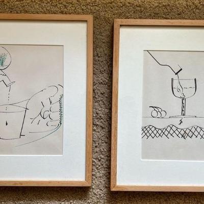 AHT131- (2) Framed Ink Drawings