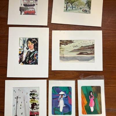 AHT186- Assorted Colored Prints & (2) Hand Crafted Fabric Artwork 