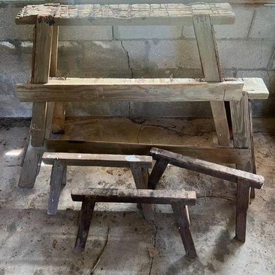 AHT324- Various Wooden SawHorses 
