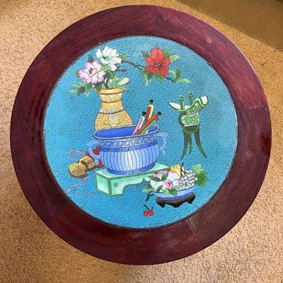 AHT193- Beautiful Inlaid CloisonnÃ© Accent Wooden Table