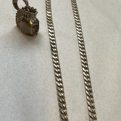 AHT261 28"l Sterling Silver Necklace & Metal Pendant