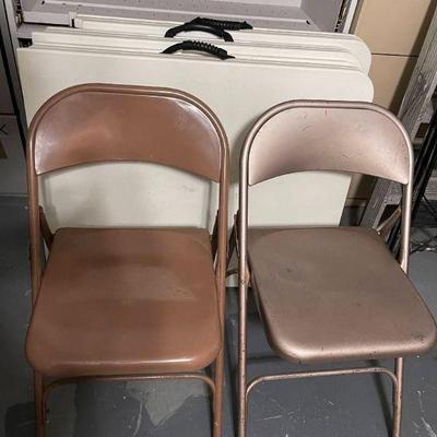 Lot 024-G: Three Folding Tables + Chairs

Description: 
â€¢	3 â€“ 6ft tables
â€¢	2 metal standard-sized folding chairs included (not...