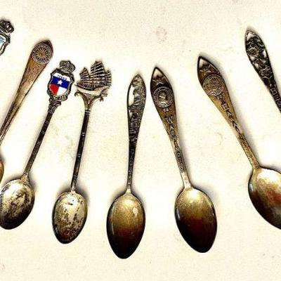 Lot 109-K: Commemorative Sterling Spoon Lot 

Description: 
â€¢	A collection of 9 commemorative spoons. All marked â€œSterlingâ€
â€¢	93g...