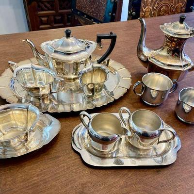 Lot 068-P: Silver-Plate Coffee & Tea Lot

Description: 
â€¢	A lovely assortment of high tea items!
â€¢	Includes a Sheffield of England...