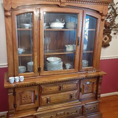 Glass china hutch with drawers