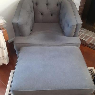 Gray chair and ottoman