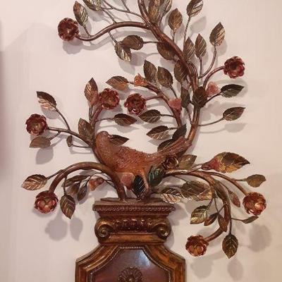 Pair of Bird and Feathers Sconces