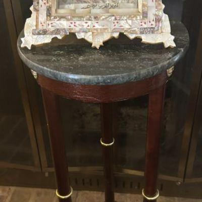 Green Marble plant stand with Eqyptian Picture