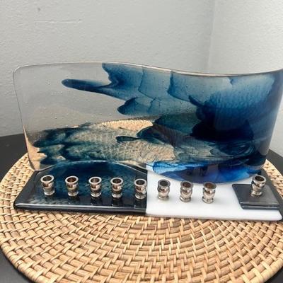 Art glass Menorah 