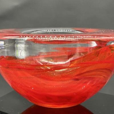 Kosta Boda Blown Art Glass Red Votive, Sweden