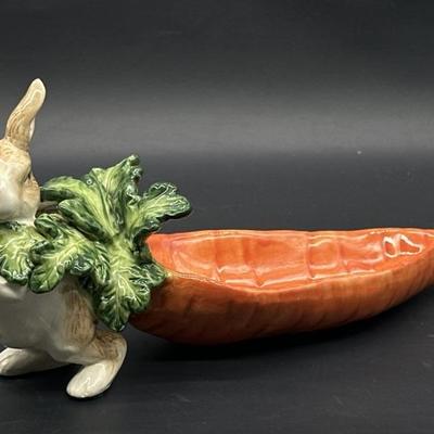 Decorative Ceramic Rabbit w/ Carrot Tray