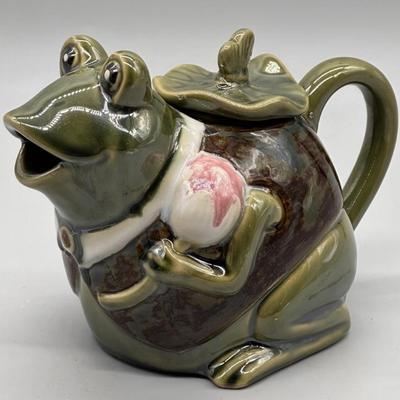 Pier 1 Imports Green Frog Teapot