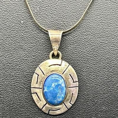 925 Mexico Silver w/ Lab Opal 18in Necklace