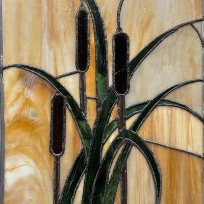 Stained Glass Panel w/ Cattails