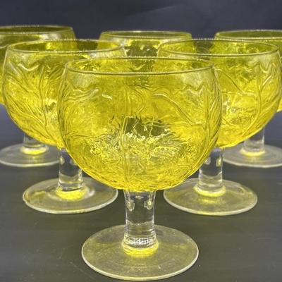 (6) RARE Cabbage Yellow by Secla 20oz Goblets
