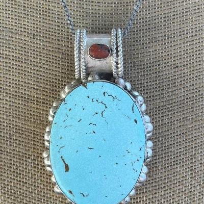 Sterling Silver & Large Polished Cabochon