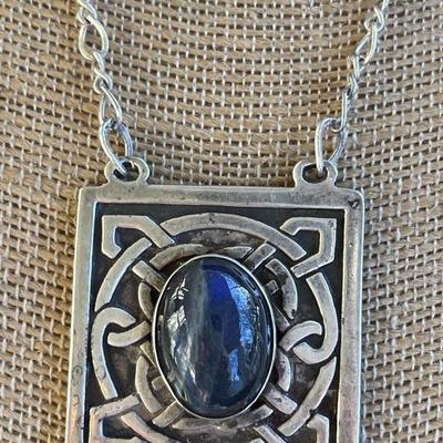 Sterling Silver Necklace w/ Dark Blue Labradorite