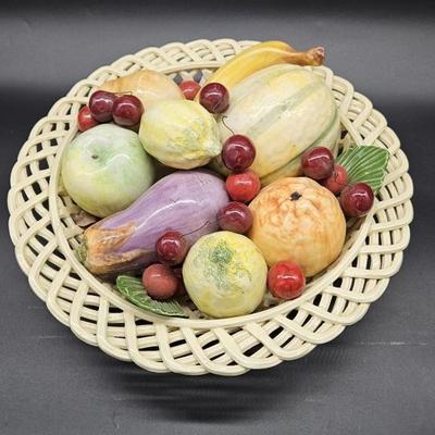 Vtg Bassano Italian Ceramic Lattice Fruit Basket