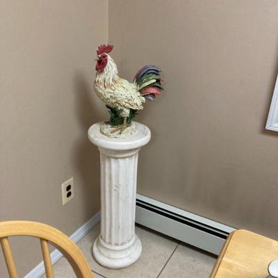 Pedestal Plant Stand And Rooster Statue