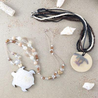 Mother of Pearl Turtle Pendants on Bead Necklaces