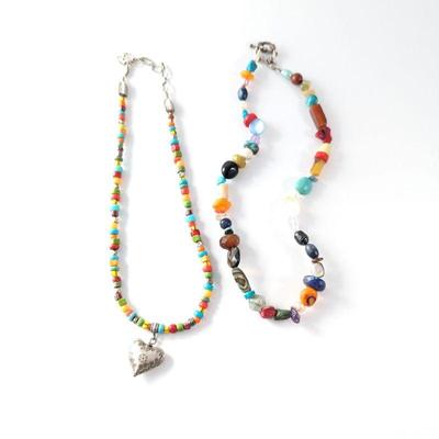  Sterling & Multi-Colored Stone/Bead Necklaces