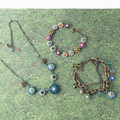 Liz Palacios Swarovski Crystal Necklace & Two Bracelets