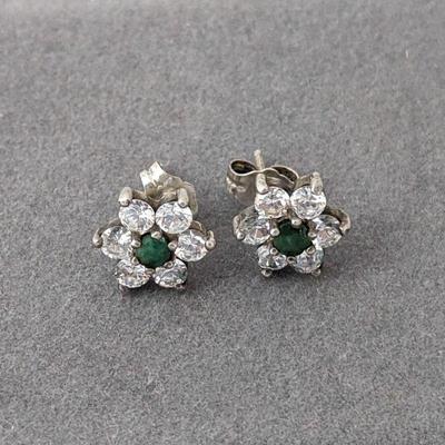 Emerald and CZ earrings
