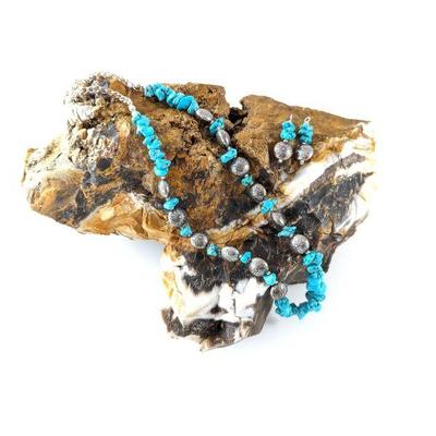 Sterling & Turquoise Matching Necklace & Earring Set