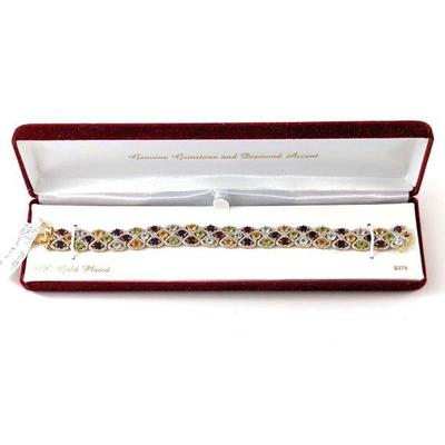 18k Gold Plated Gemstone Bracelet New with Tags
