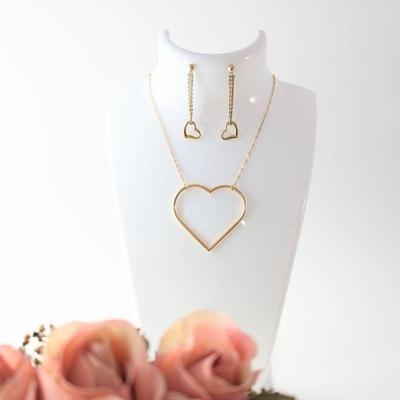 10k Gold Heart Necklace and Earrings