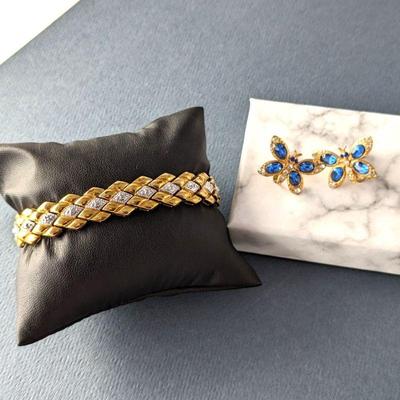 Vintage Ross Simons (?) Gold Vermeil Bracelet with Butterfly Earrings