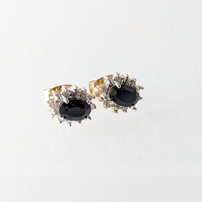14k Gold Diamond & Sapphire Earrings