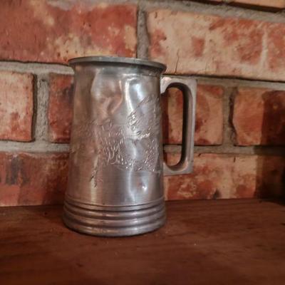 Vintage pewter beer Stein with Chinese dragon